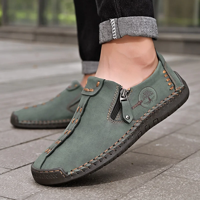 High Quality Men\'s Genuine Leather Casual Shoes Slip on Male Sneakers Loafers Man Luxury Flats Moccasins Handmade Shoe Plus Size