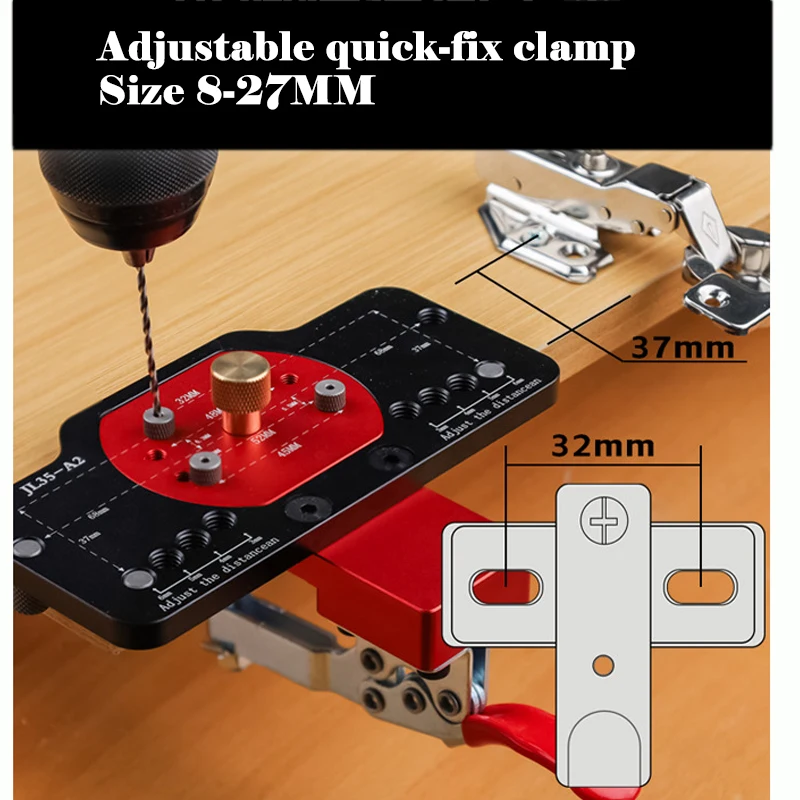 Drilling Guide Locator Set Woodworking 35mm Hinge Jig Kit with Fixture for Alloy Plastic Hole Opener Tools Puncher Template