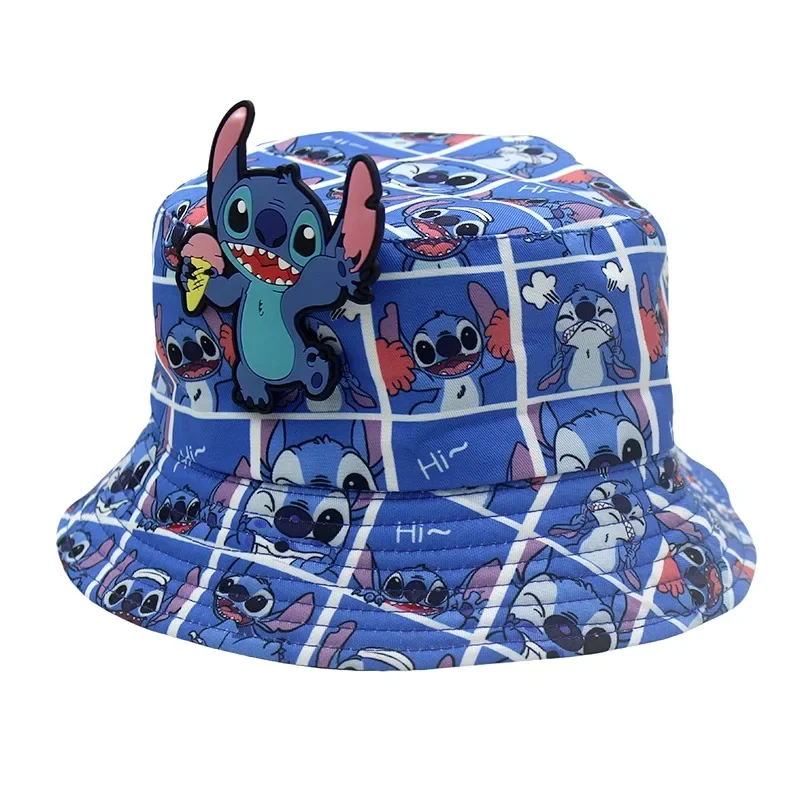 Children's Lilo & Stitch New Cartoon Fisherman Hat Disney Summer Versatile Sunscreen and Shade Printed Hat for Men and Women