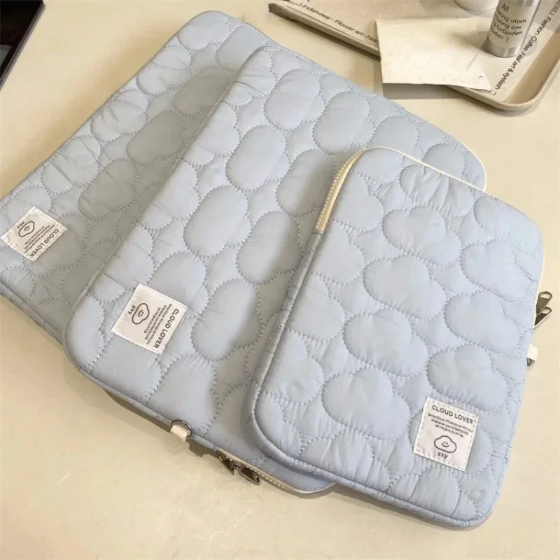 New Cloud Computer Bag Cotton Large Capacity Storage Embroidery Zip Solid Colour Size 11/13/14 Portable Cute Organizer