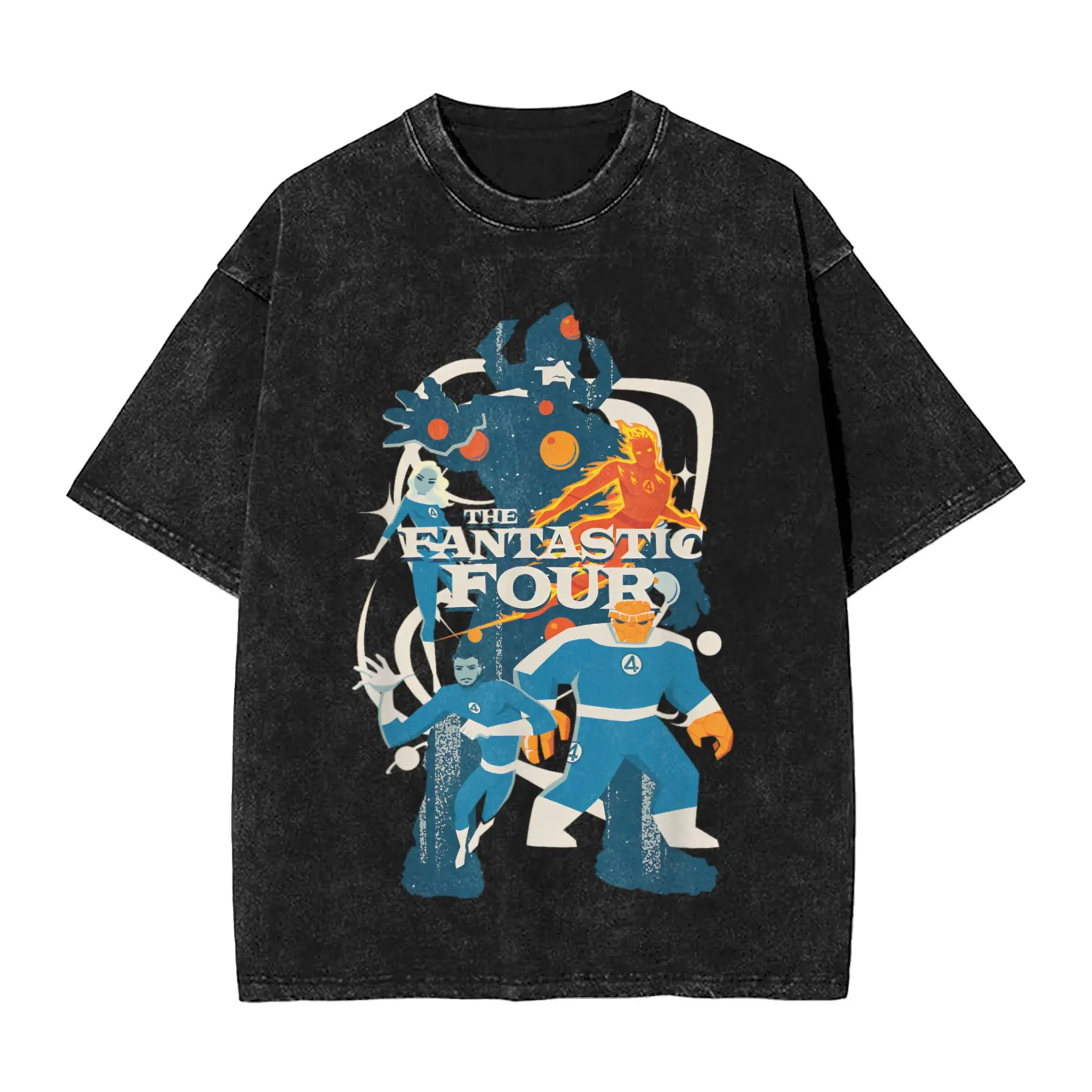 

Крутые мужские футболки с логотипом The Fantastic Four First Steps и круглым логотипом, хлопковая стираная футболка с американским комиксами, футболки с короткими рукавами, одежда