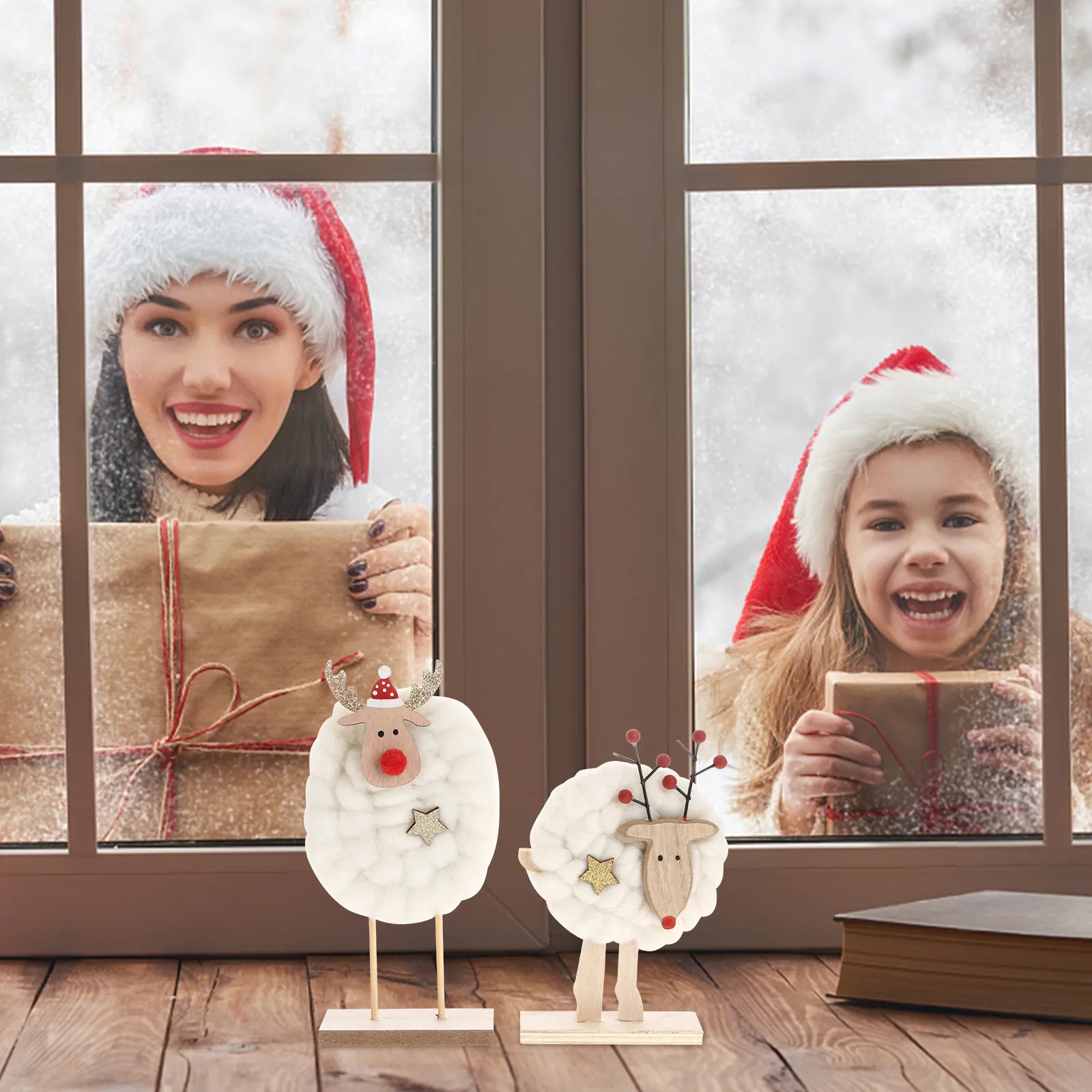 

2Pcs Sheep Cloth Ornaments Christmas Desktop Decorations Party Wedding Engagement Home Showcase Table Arrangement Decorative