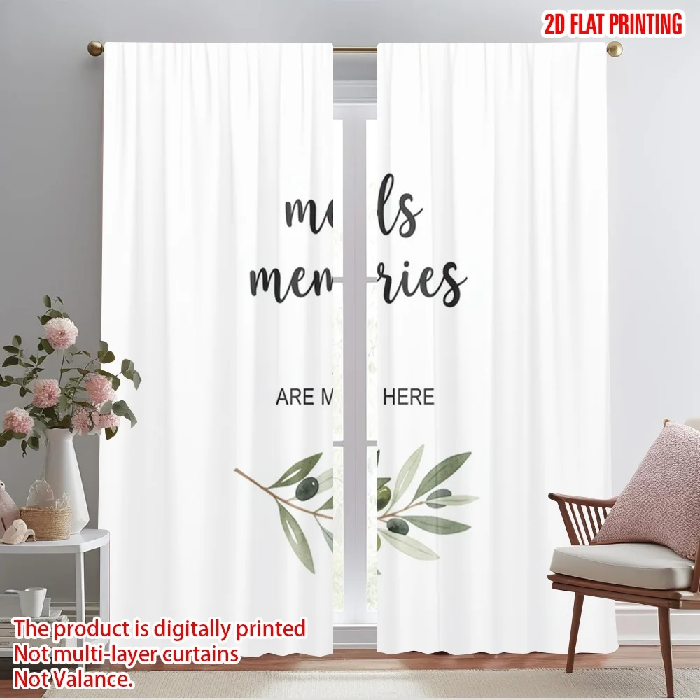 

2pcs 2D flat printing Curtains Meals Memories Made Here 100% Polyester Without Electricity Festive Wall Decor Perfect for