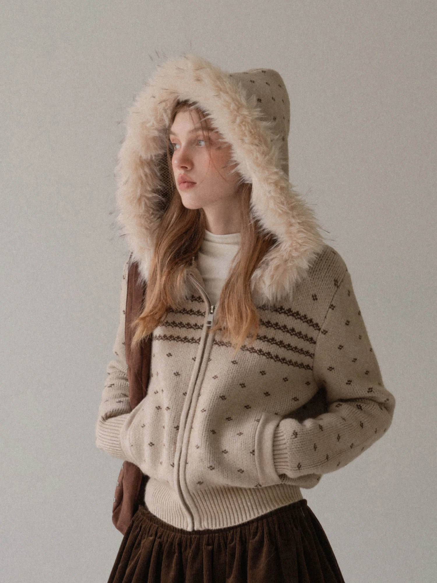 

Laid-ba Hooded Zipper Cardigan Sweater Coat Autumn Winter Casual Sle Polyester Nylon Acrylic Fiber Warmth-Bearing ort L...