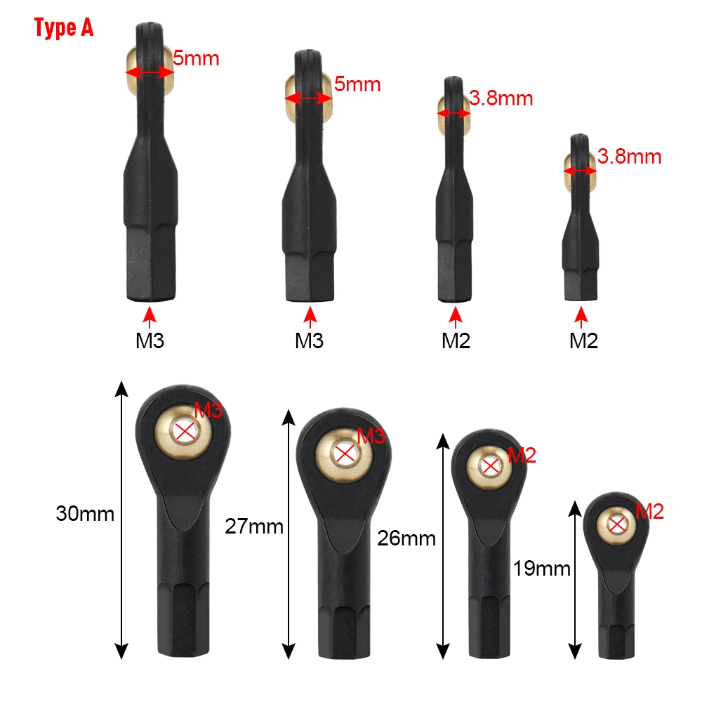 YEAHRUN 10pcs M2 M3 Plastic Tie Rod End Ball Head Joint Coupling For RC Airplane Car Buggy