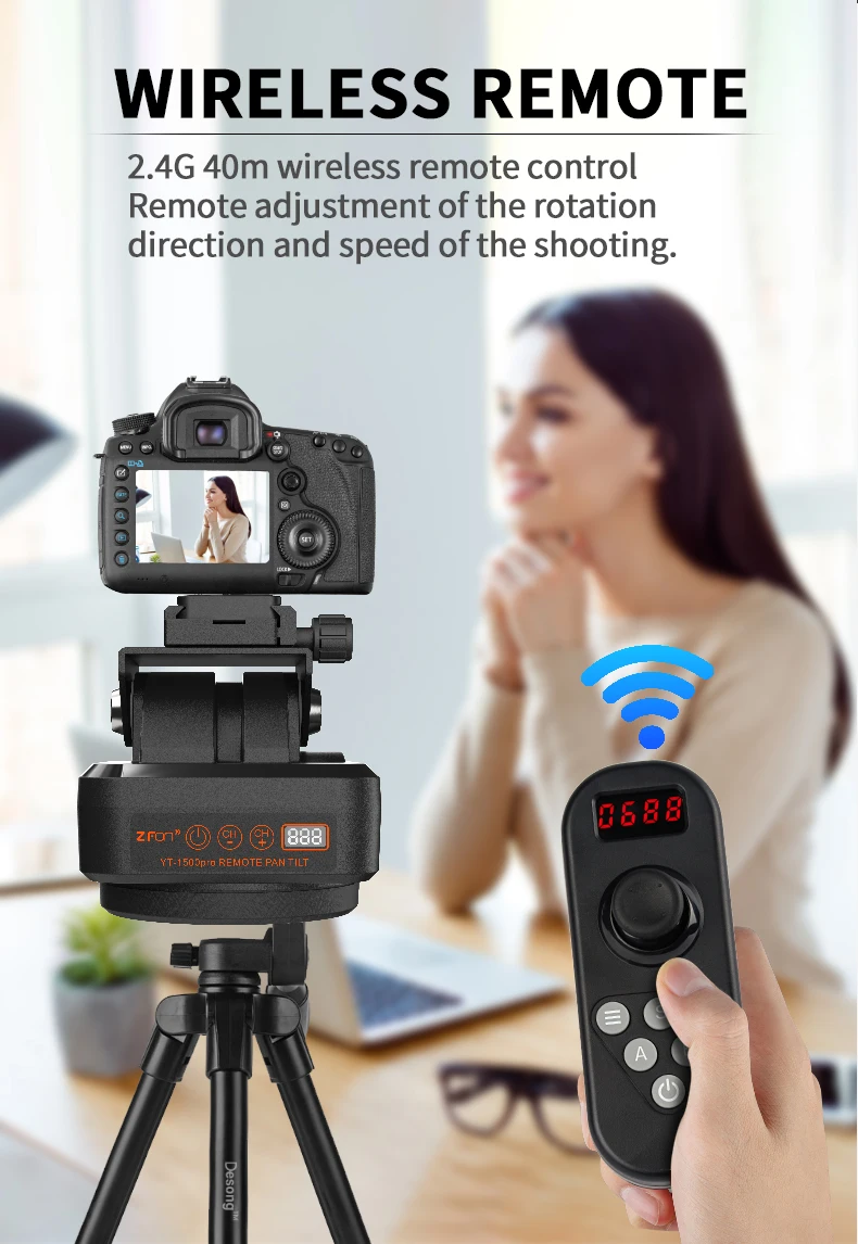 ZIFON YT-1500 Pro 파노라마 전기 팬 틸트 360도 회전 2.2kg 내하중