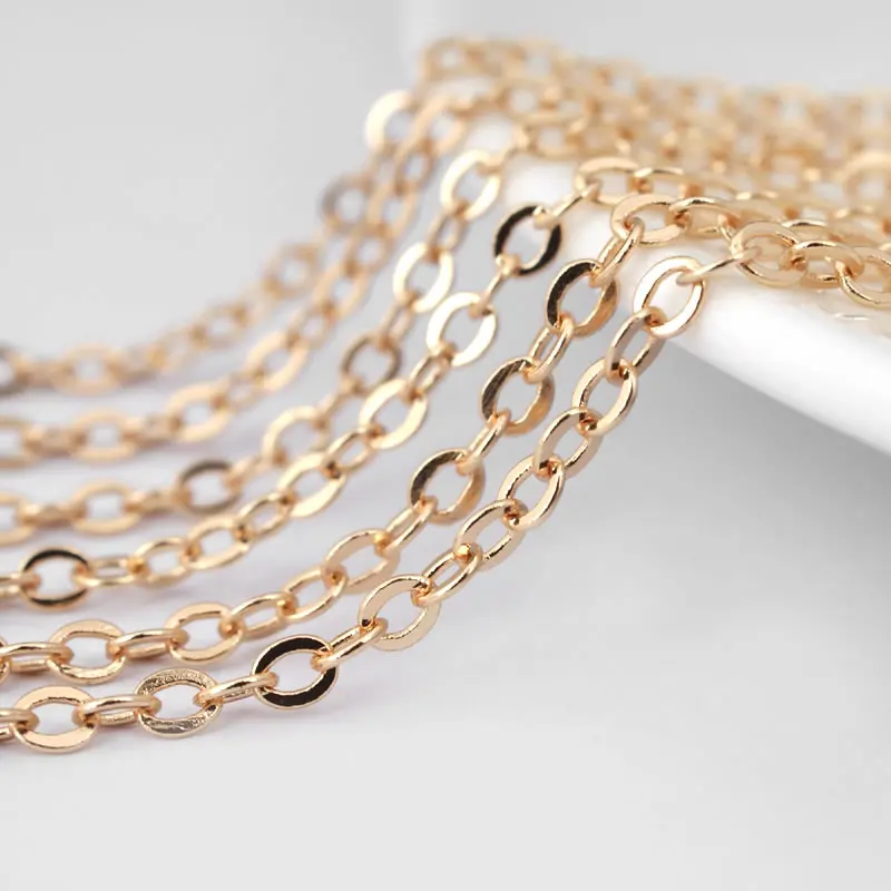5 Meters 1MM 1.5M 2MM 2.8MM Antique Copper Color Copper Flat O Shape Chain Diy Jewelry Making Supplies Necklace Accessories