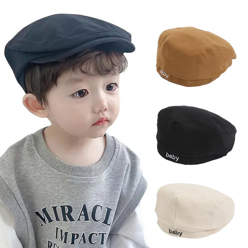 Korean Baby Boy Hat Cotton Fashion Kids Beret Hats for Girls Accessories Autumn Spring Children Cap 1-4Y