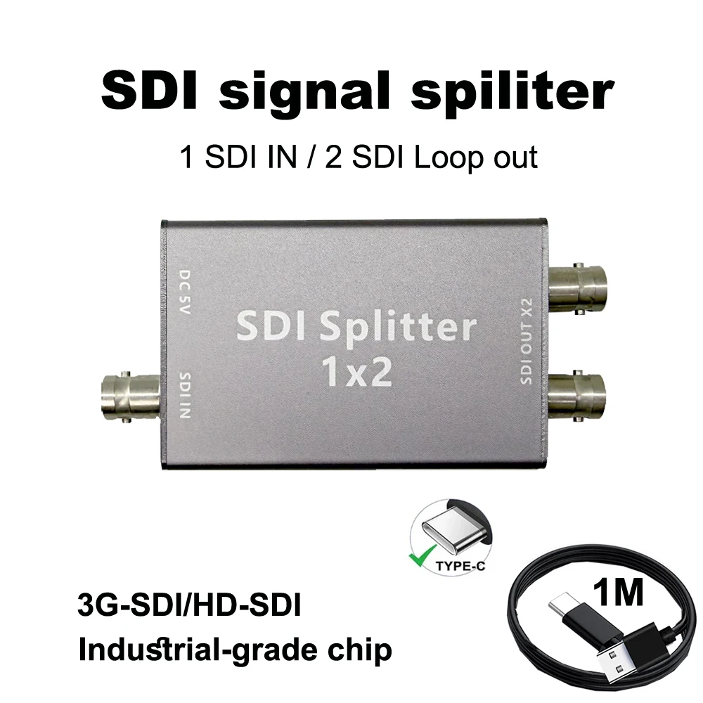 SDI Splitter 3G-SDI /HD-SDI 1 Single Input 2 Out SDI Out Splitter 1x2 Full HD 1080P Supports SDI Loop out Industrial-grade Chip