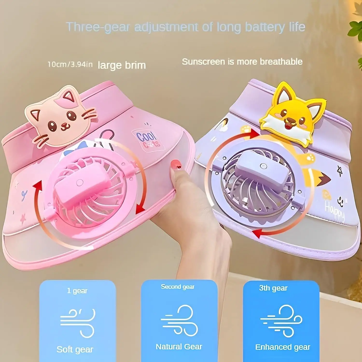 Sun Visor with Fan for Kids Sun Visor Hat with Fan Visor Fan 