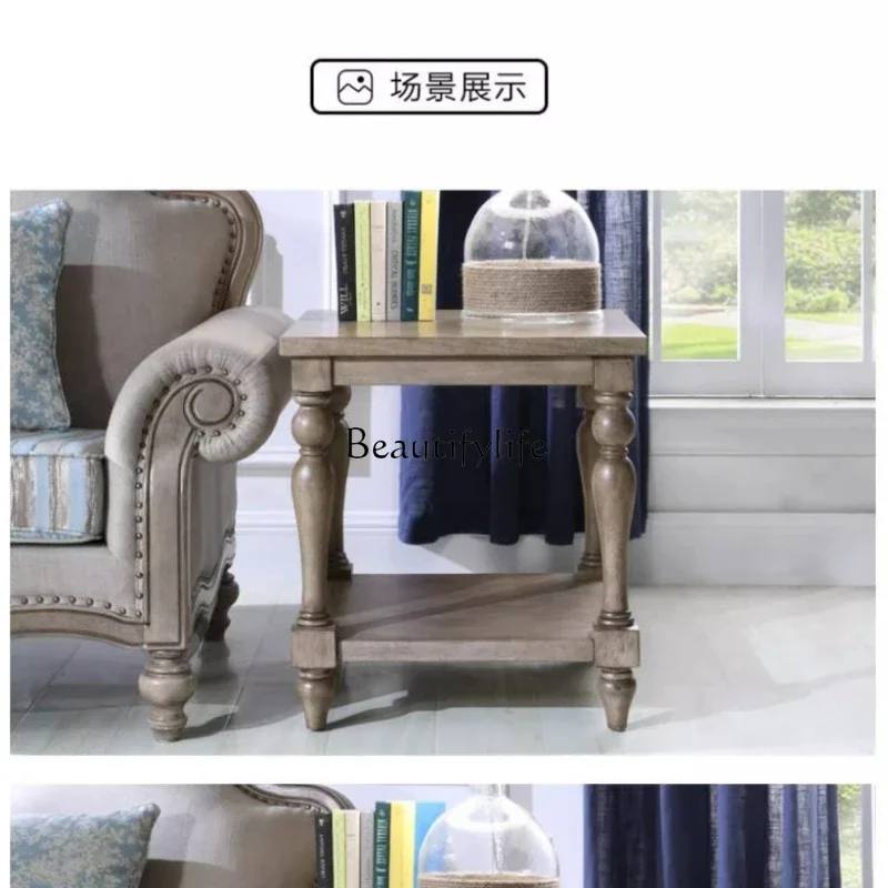 

yj19 Simple American Style Solid Wood Sofa Side Table European Style Home Small Corner Table Nordic Light Luxury