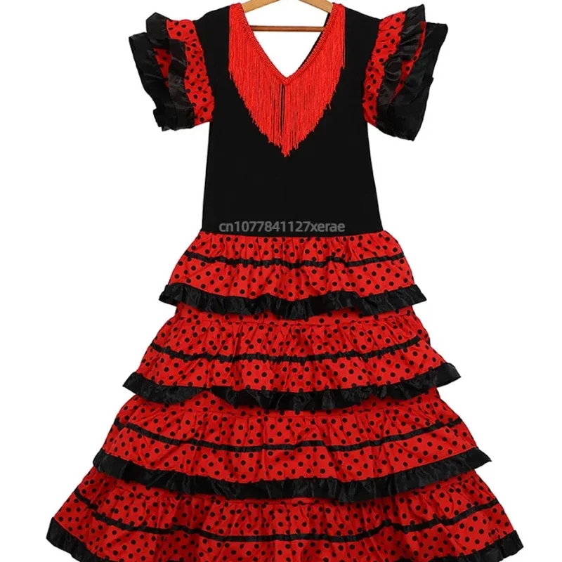 Spanisches Flamenco-Tanzkleid mit Rüschen für Mädchen, Kinder, Festival, Party, Bühnenauftritt, Ballkleid für Reisen – Detail 13