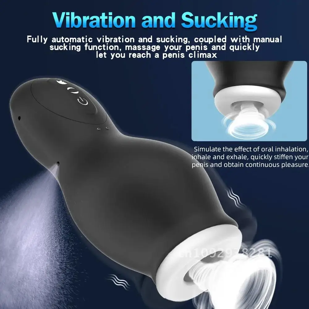 VECENT Kissing Machine Real Pussy Blowjob Machine Sucking Vibration Toy for Male Men Masturbation Cup Blowjob Sex Sucking Orgasm