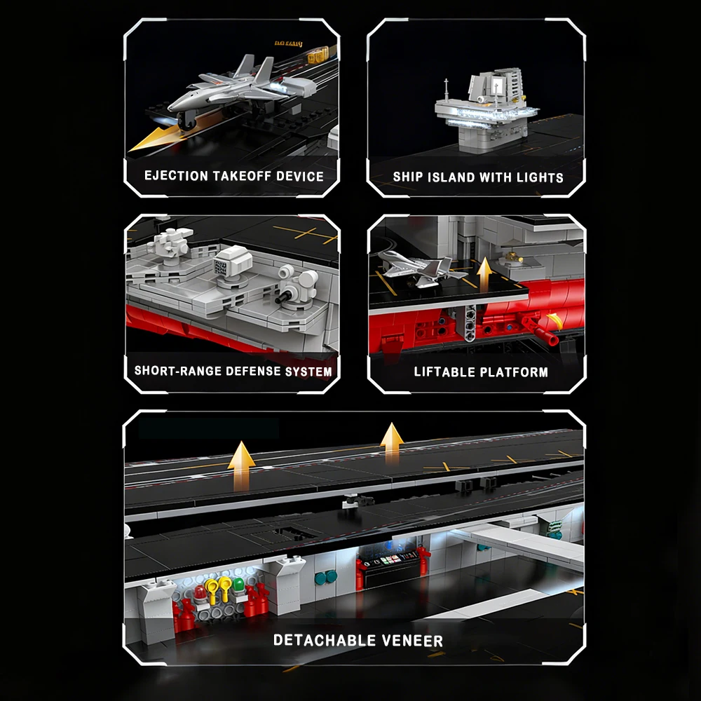 Modelo militar de alta dificultad a gran escala del portaaviones Fujian 003, juguete para regalo para niños, bloques de construcción, 7018 Uds.