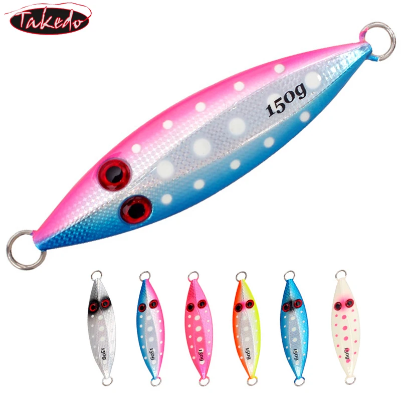 Takedo mj01 100g 150g 200g 250g passo lento jigging isca de metal vibração gabarito isca luminosa isca de pesca corrico chumbo gabarito isca