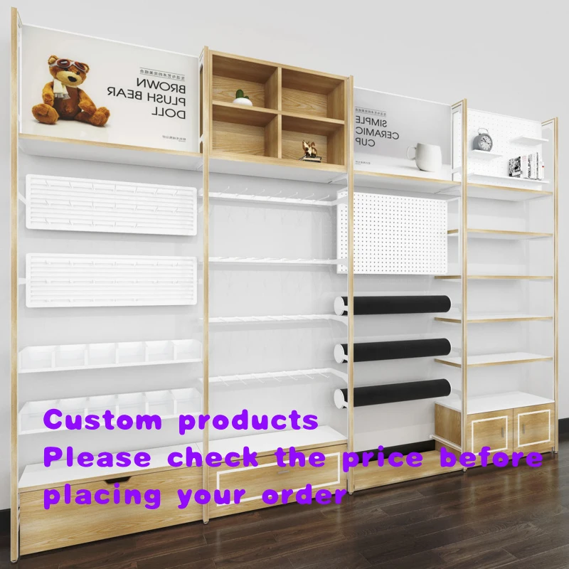 custom.Trend Shop Shelf Steel and Wooden Structure with Leather Decoration MINISOstore Display Shelf Accessories Jewelry Display