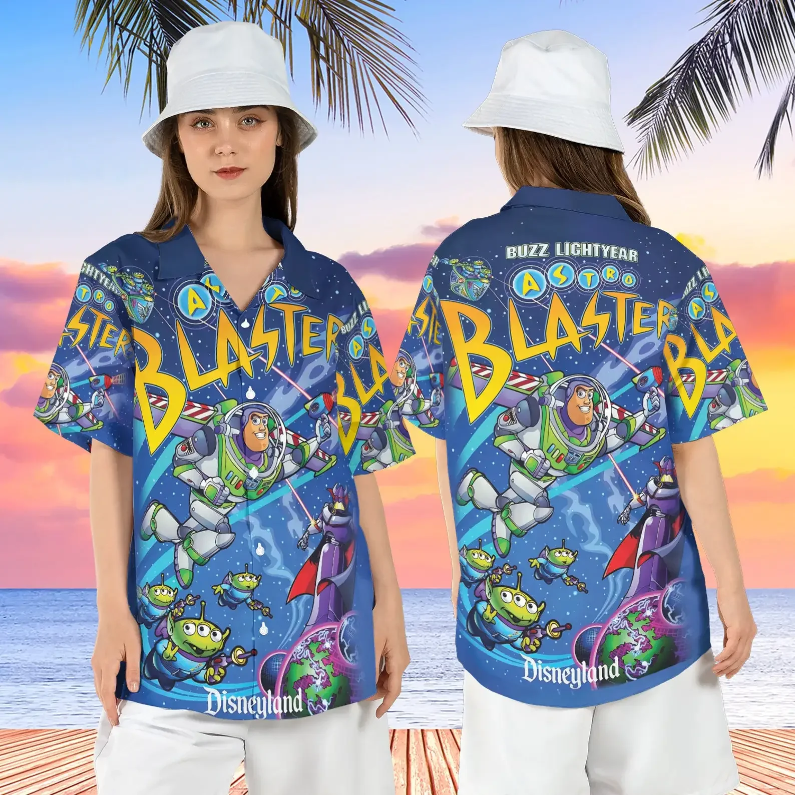 Buzz Lightyear Astro Blaster Hawaiian Shirt Men\'s Short Sleeve Shirt Lightyear Space Ranger Hawaiian Shirt Disney Beach Shirt