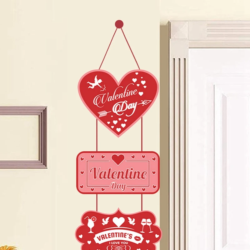 1Set Door Hanging Banner Valentine's Day Home Decor Couplets Door Curtains Paper