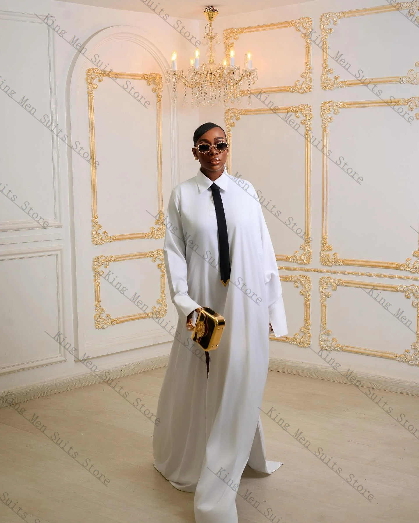 

White Cotton Women Suit 1 Piece Long Blazer Long Robe Prom Dress Customized Spring Autumn Formal Office Guest Wedding Coat