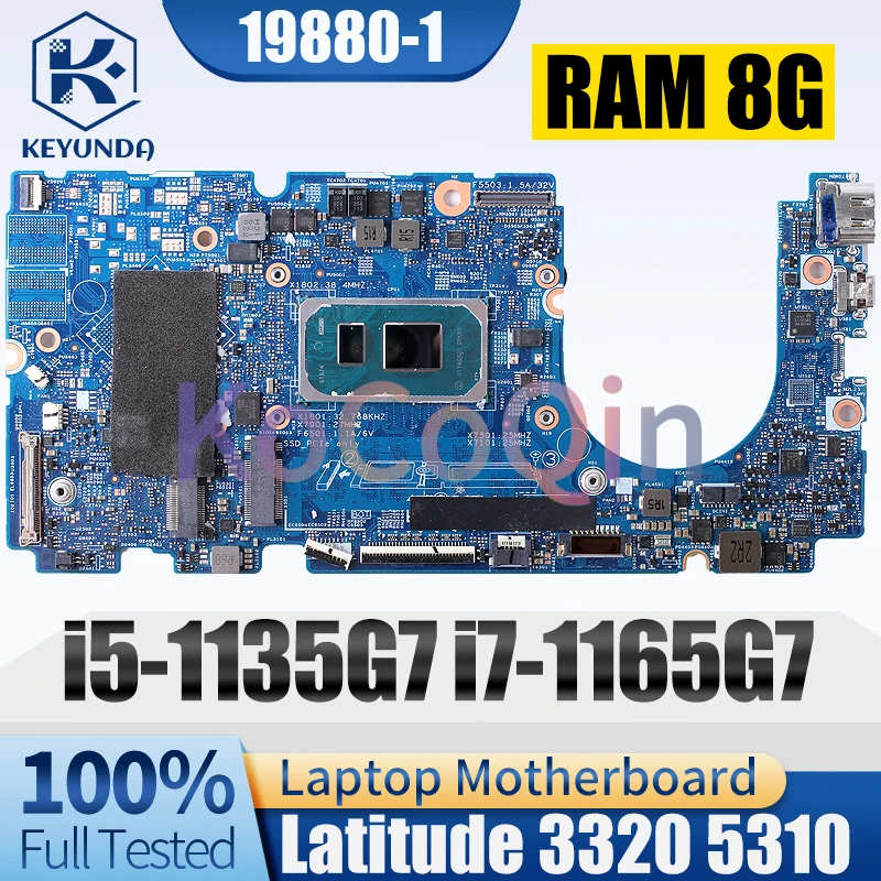 19880-1 For DELL Latitude 13 3320 5310 Notebook Mainboard UMA i3-1115G4 i5-1135G7 i7-1165G7 RAM 8G Laptop Motherboard Test