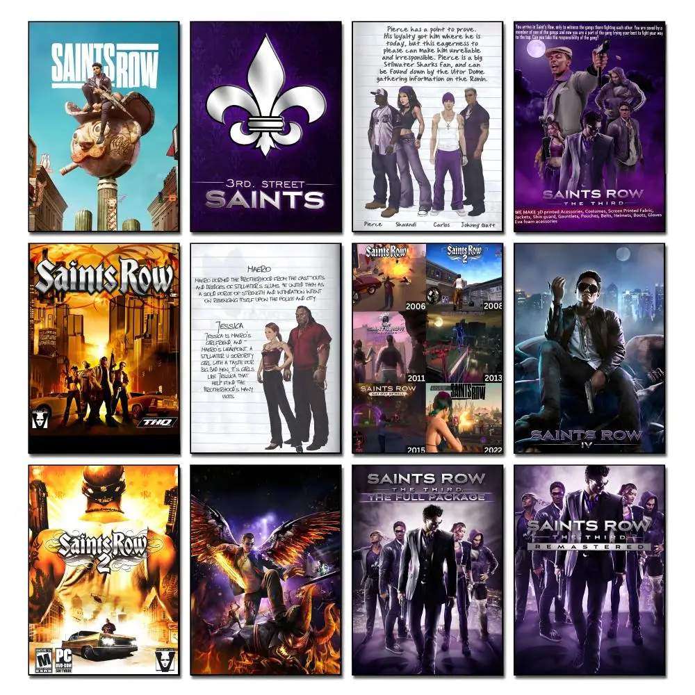 Poster HD art, waterproof, sticky wall, home decoration (living room, bedroom, bar), aesthetic Game S-Saints R-Row