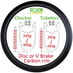 700C Road SL 25mm Wide Carbon Rim 30/35/40/45/50/55/60mm Deep Disc or Basalt/High TG Carving V Rim Brake 16 18 20 21 24 28 32H