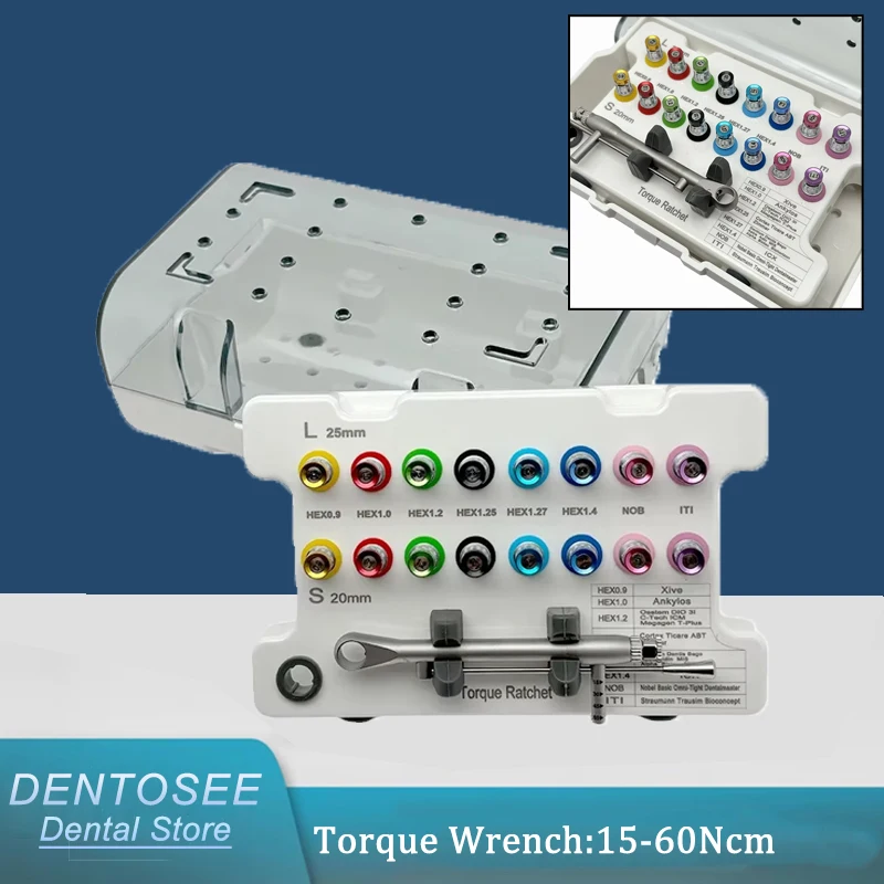 

16Pcs Dental Implant Kit Torque Wrench Universal Ratchet Screwdriver for Prosthetic Surgery & Implant Repair Tools