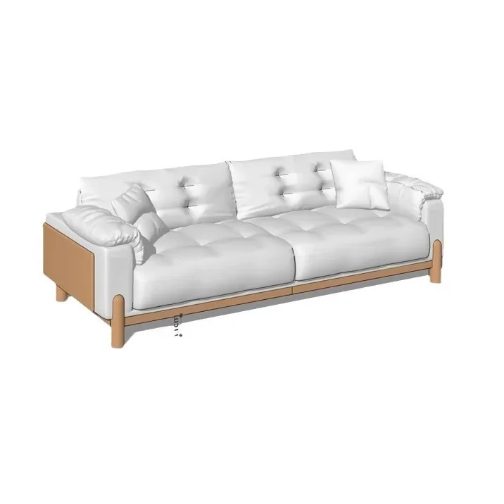 Solid wood fabric sofa, cream wind cherry wood removable sofa