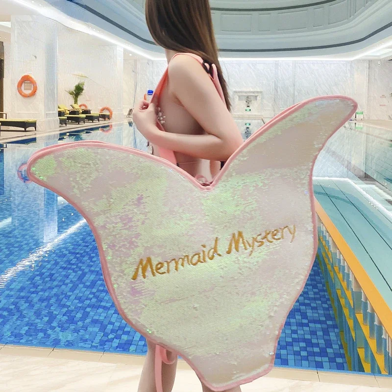 mermaid-webbed-bag-with-double-shoulder-crossbody-fishtail-bag-ultra-light-and-fashionable-sequin-bag-for-swimming