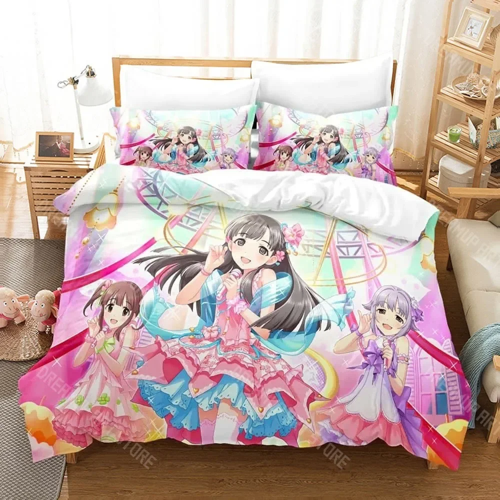 2026 3D Print IDOLM@STER Cinderella Girls Starlight Stage Bedding Set 3D Printed Anime Three-piece Set Adult Boys Bedroom Duvet