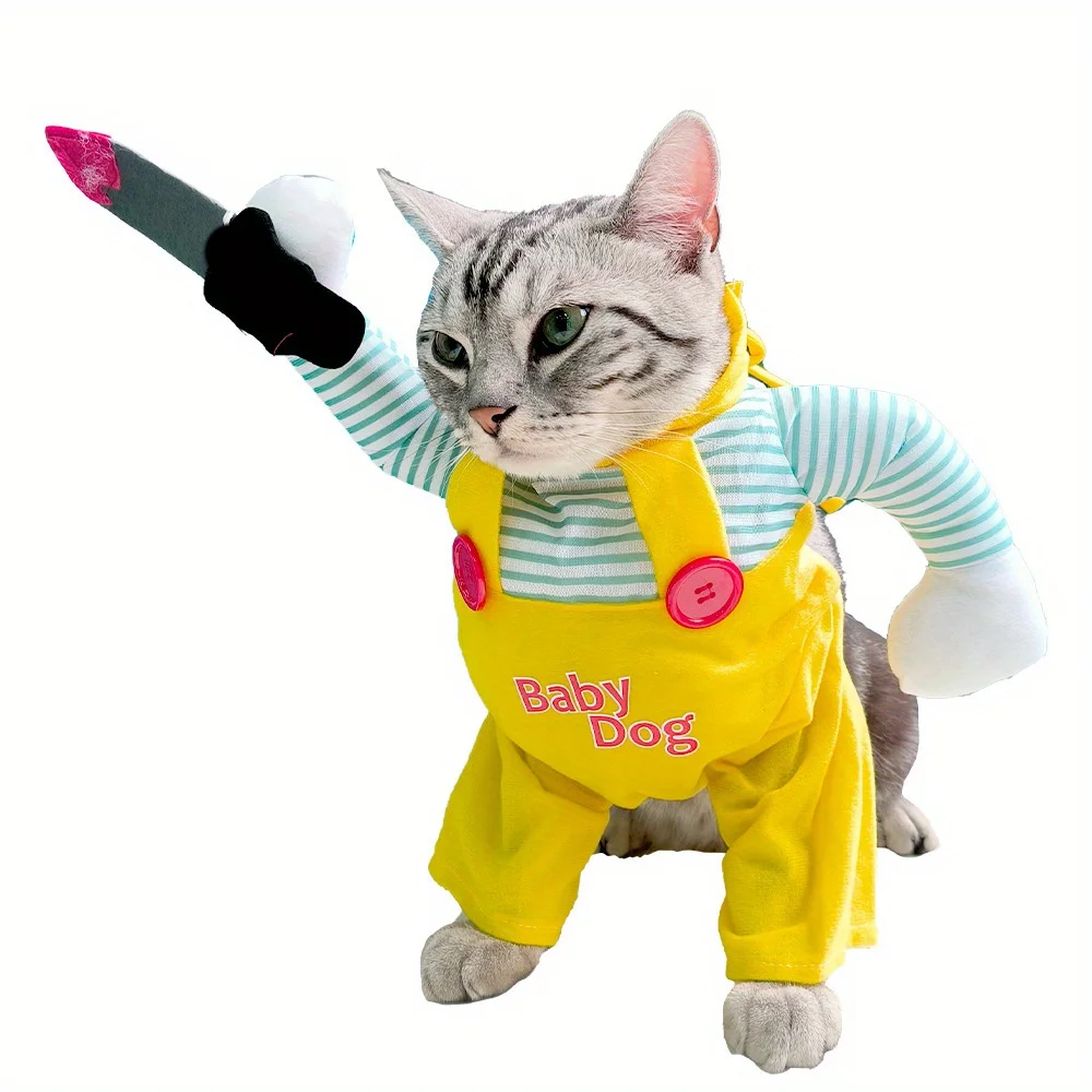 Funny Cat Transformation Costume Creative Yellow Knife Assassin Cat Pet Transformation Costume Halloween Costume