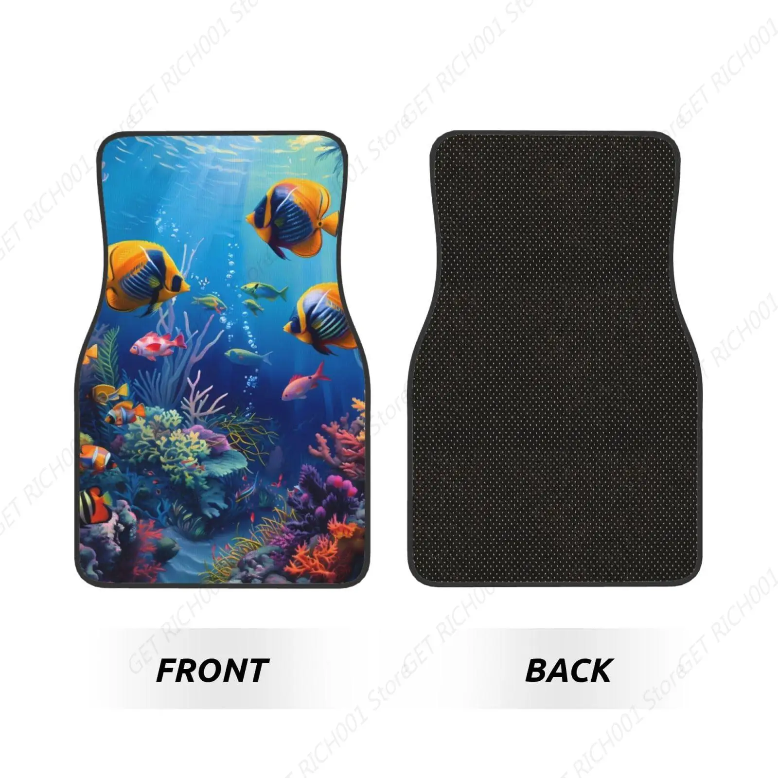 Ocean Tropical Fish Coral Carpet Floor Mats for Cars Auto Accessories Front Rear Car Floor Mats Funny Car Floor Foot Mat 4 PC