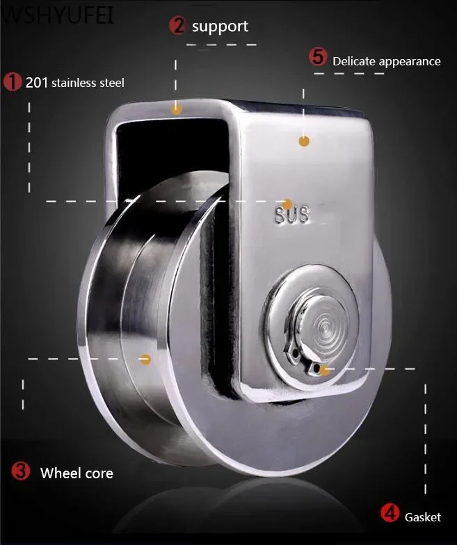 Imagem -02 - Rolamento Polia Corda de Fio U-tipo V-h-shaped Groove Roda Porta Deslizante Track Lifting 201 1pc Aço Inoxidável