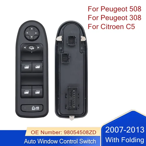 Interruptor de Control de ventana automática para Peugeot 2007-2013 308 508 Citroen C5 2007-2013 98054508ZD botón de espejo lateral 98053439 96644915