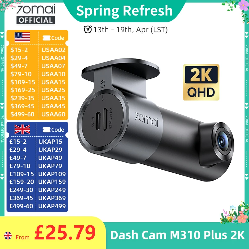 70Mai Dash Cam M310…