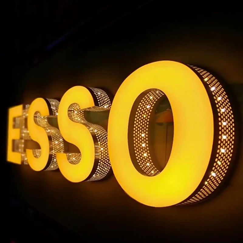 Custom 3D Stainless Steel Advertising Light Diamond Effect Lighted Letter Sign Business Logo LED House Number Outdoor Waterproof