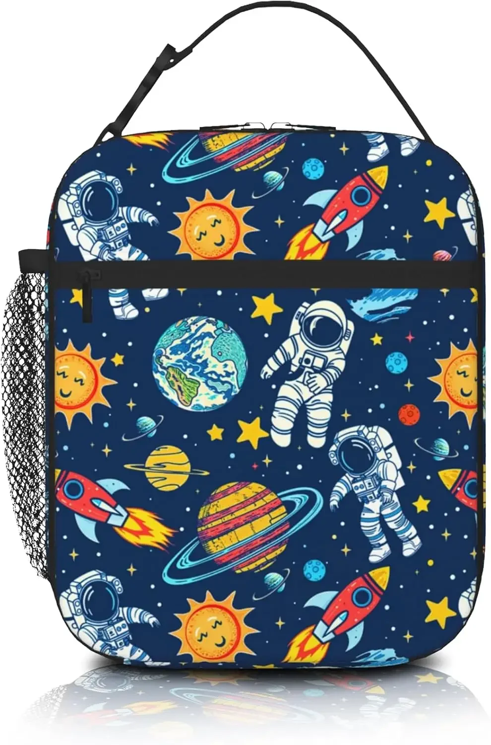 Lunch Box for Boys Girls Space Astronaut Lunch Bag for Kids School Insulated Portable Reusable  Tote Bag for Toddler Students