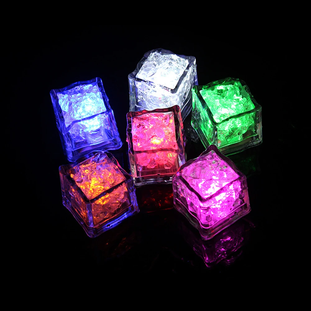 Multi-cor levou cubo de gelo, impermeável, piscando, brilho no escuro, para bar, clube, bebendo, festa, vinho, decoração, 12pcs