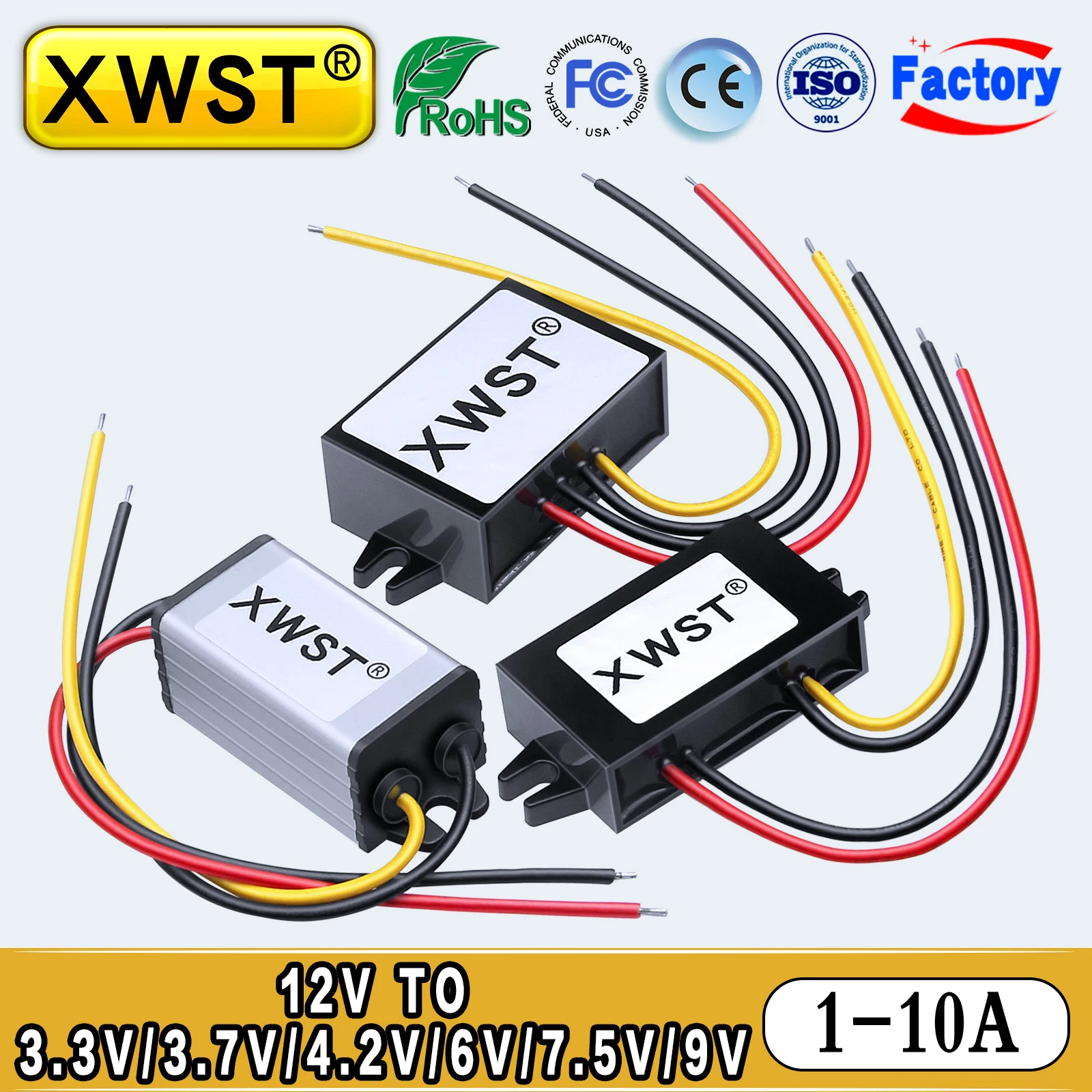 DC DC Converter 12V to 3.3V 3.7V 4.2V 6V 7.5V 9V Power Inverter 1-10A Voltage Regulator Step Down Transformer Module for LED Car