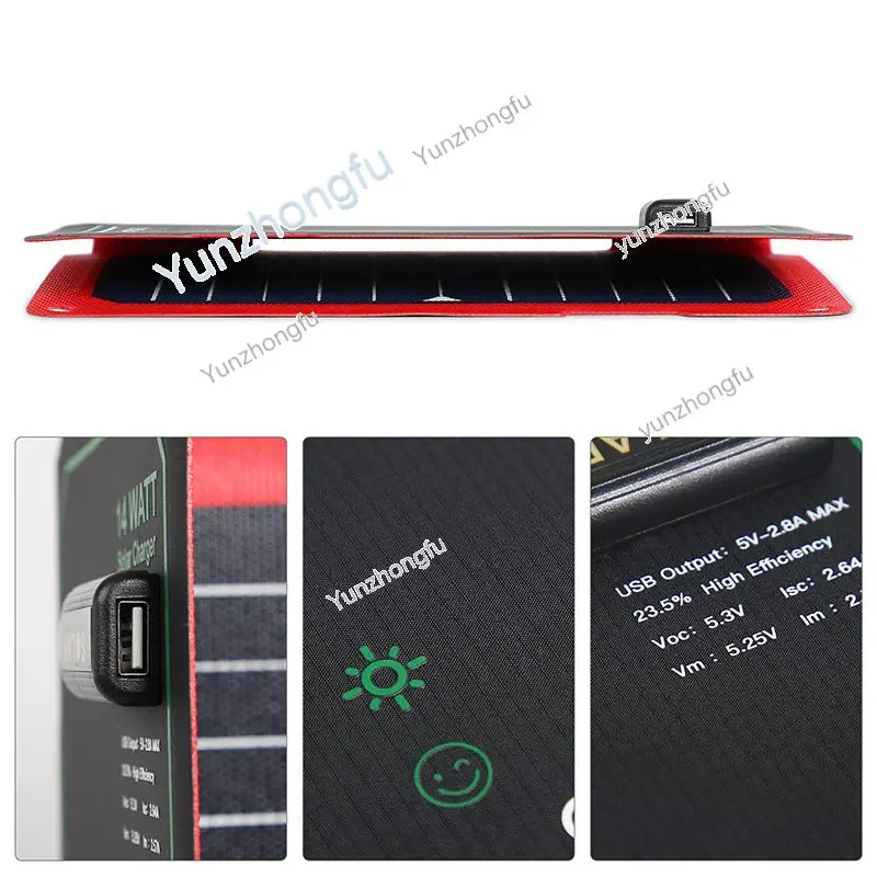 Mobile Phone Charging Panel ETFE Solar Charging Board Charging Panel 14w5.5v Solar Energy Folding Bag