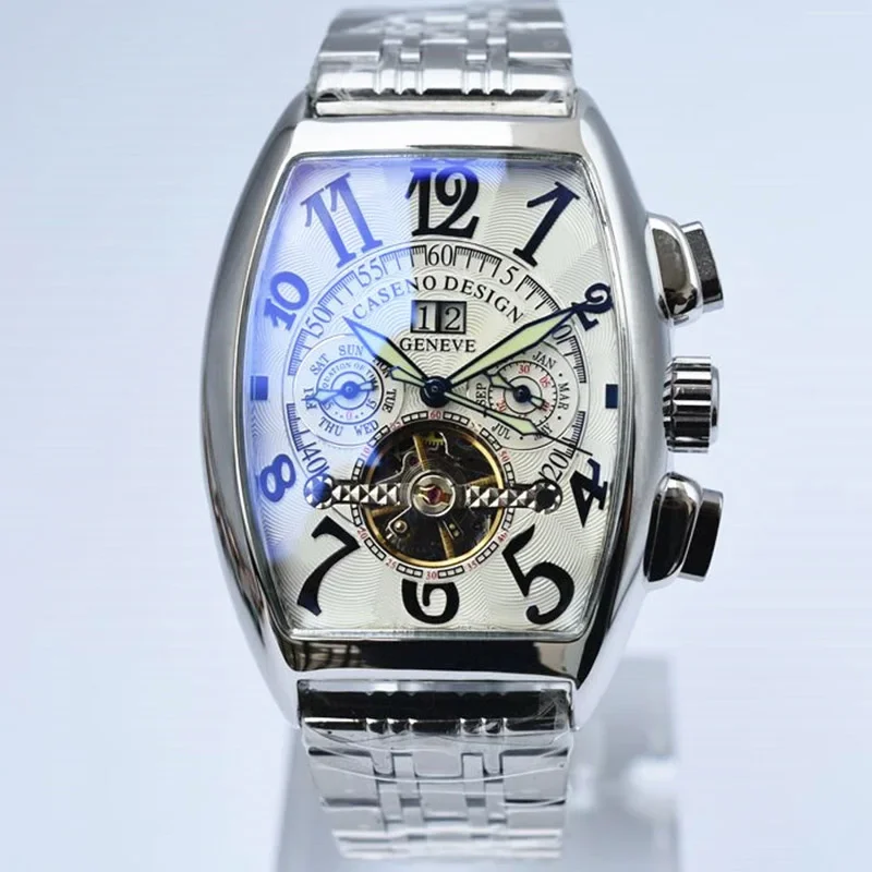 

Automatic Watch Men Top Luxury Brand Men's Mechanical Watch Tonneau Stainless Steel Luminous Waterproof Wristwatches CASENO 2024