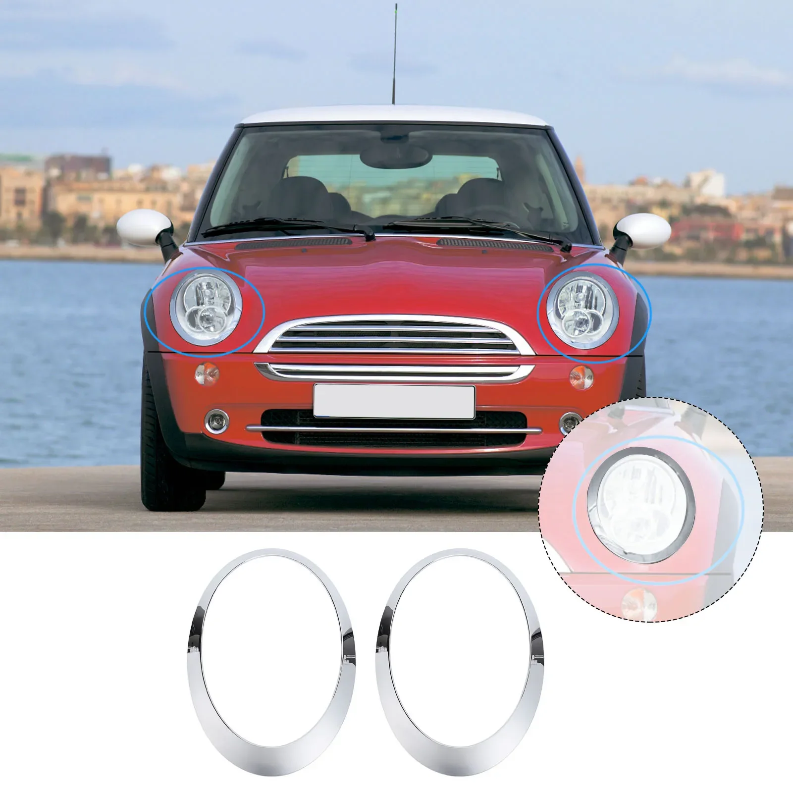 

1 пара хромированных декоративных колец для левой и правой фары автомобиля, 63126917835/63126917836, для Mini Cooper R50 R52 R53 2001-2006 гг.