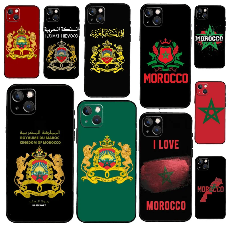 Maroc Marokko Vlag Wapenschild Telefoon Case Voor Iphone 14 11 12 13 Pro X Xr Xs Max 6 6S 7 8 Plus Se 2020 Back Cover