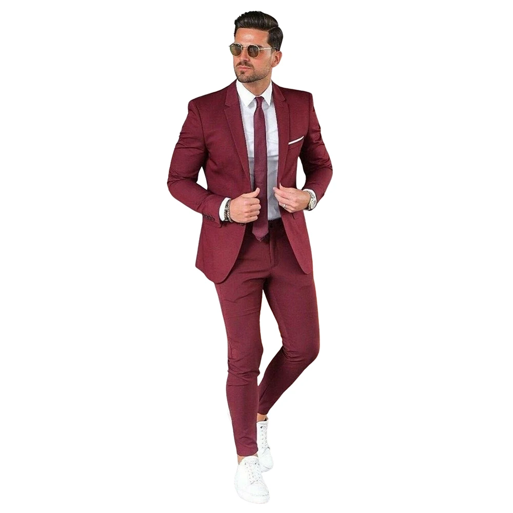 Men's Single Breasted Button Suit Two Pieces Notch Lapel Tuxedos for Banquet Wedding