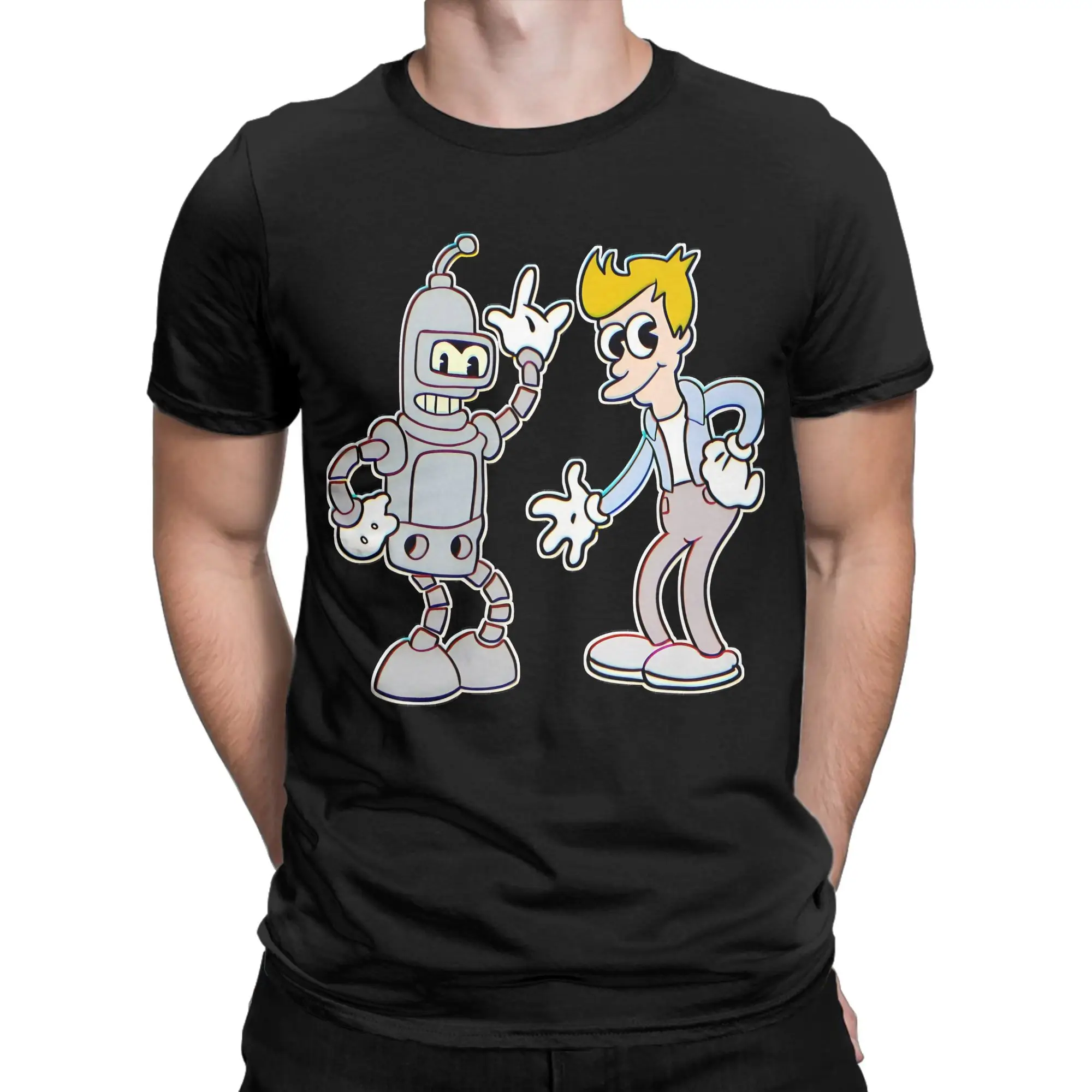 FRY Funny Graphic 100% Cotton T-Shirt Futurama Tees Tops For Men