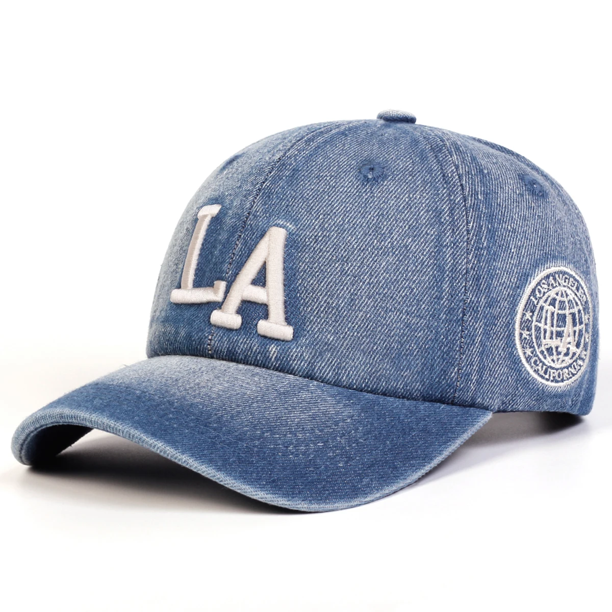 للجنسين LA إلكتروني التطريز غسلها الدينيم قبعات البيسبول الربيع والخريف في الهواء الطلق قابل للتعديل قبعات عادية واقية من الشمس قبعة قبعة رياضية #3