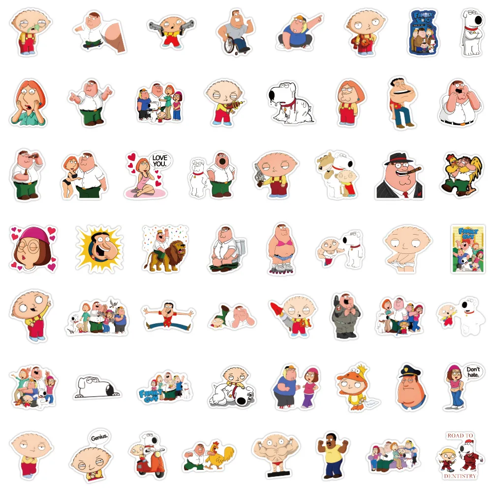 10/30/55/110PCS Family Guy Sticker Cartoon Graffiti decorazione moto Skateboard bagaglio Notebook Water Cup decalcomania impermeabile