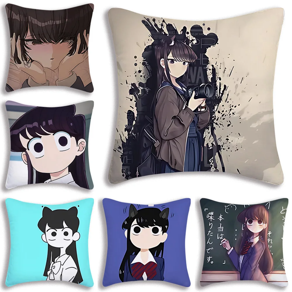 

Komi San Kawaii Pillow Covers Cartoon Sofa Decorative Home Double-sided Printing Short Plush Cute Cushion Cover