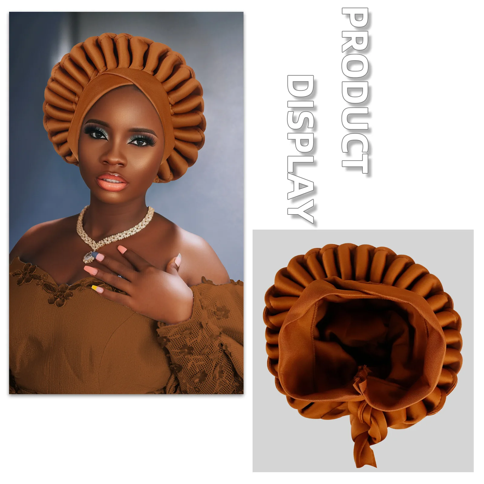 アフリカのターバンキャップ、女性用ヘッドタイ、すぐに着用できるオートゲレ、女性用ヘッドラップ、ムスリムヒジャブ、ナイジェリアのウェディングゲレ、ボンネットハット