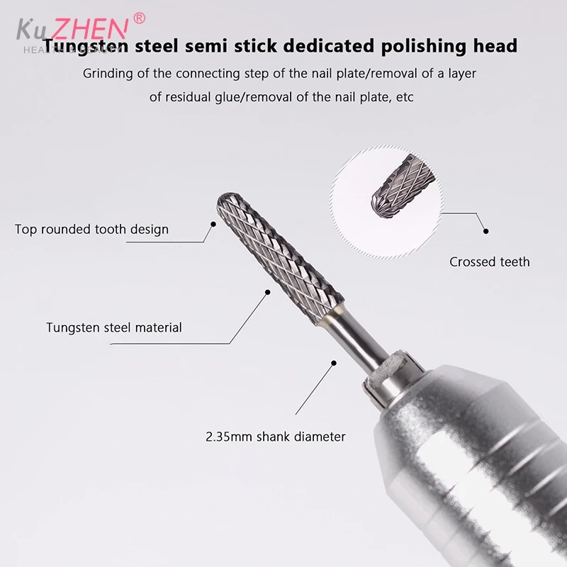 Carboneto de tungstênio prego broca, Electric Nail Mills, cortador de máquina de manicure, acessórios para unhas, 5 estilos, 1Pc